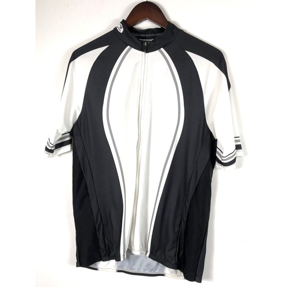 Sugoi Cycling Jersey XL Adult Short Sleeve Black & White Biking Shirt Zip Front - Picture 1 of 6